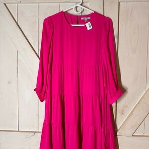 Naked Zebra babydoll dress flamingo  Pink Tiered Dress